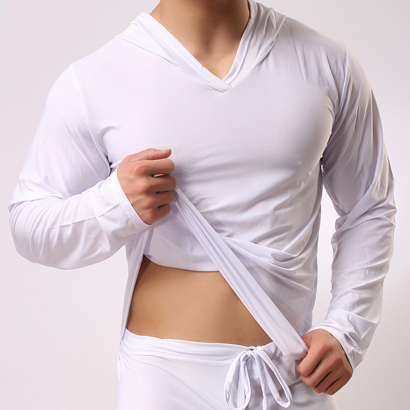 Men's Sleepwear Set Bottoms Pajamas Lounge Pants Sleepwear Hooded Top+Pant Comfortable Male Modal Home Wear Ice Silk, White
Men's Sleepwear Set Bottoms Pajamas Lounge Pants Sleepwear Hooded Top+Pant Comfortable Male Modal Home Wear Ice Silk, White