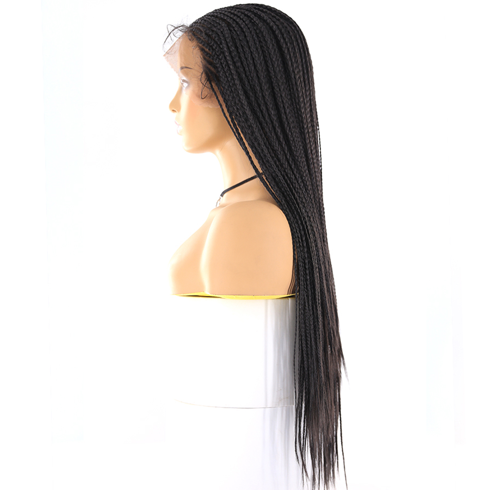 braiding hair 13x6 Lace Front Wig braids hairstyles Heat Resistant Synthetic Braided Wigs Long box cornrow Braid faux locs Wig Middle Part