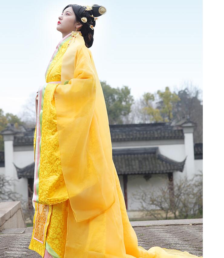 Studio Work Film TV ancient costume Legend Stars Same Item Hanfu Cosplay female Chinese Hanfu costume yellow White tailed Outfit
