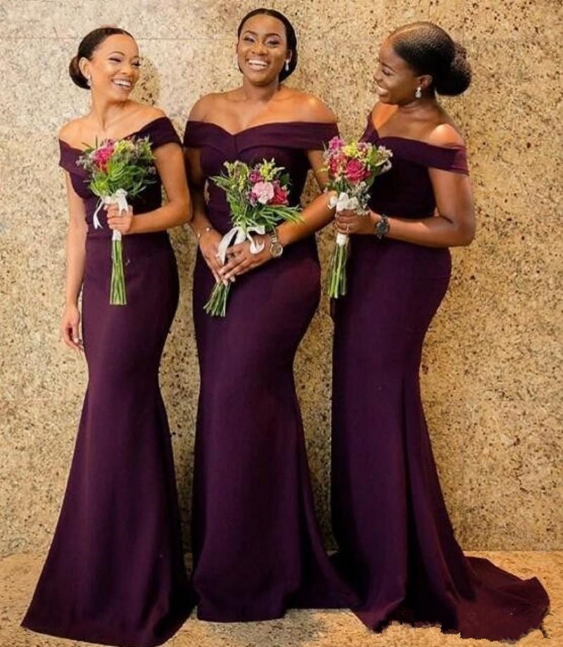 African 2020 New Satin Off The Shoulder Mermaid Bridesmaid Dresses Maid of Honer Dress Back Zipper Wedding Guest Gowns от DHgate WW