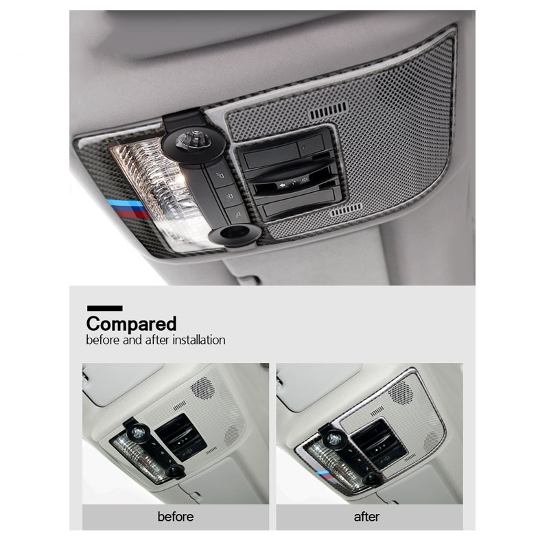 For bmw e70 e71 Carbon Fiber Reading Light Dome Panel Decorative Frame Cover Trim Interior Molding Sticker x5 x6 2008-2013