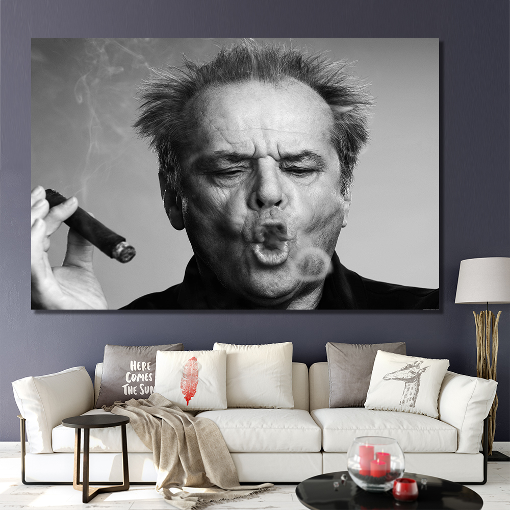 Jack Nicholson Cigar Poster Wall Art Print Picture Black and white Canvas Painting for Living Room Modern Home Decoration
Jack Nicholson Cigar Poster Wall Art Print Picture Black and white Canvas Painting for Living Room Modern Home Decoration