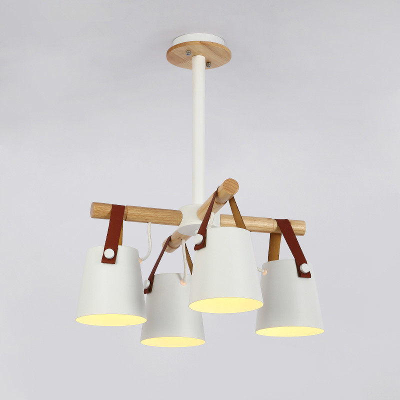 Nordic living room chandelier Pendant Lamps creative personality belt restaurant solid wood loft cafe log iron bedroom lights