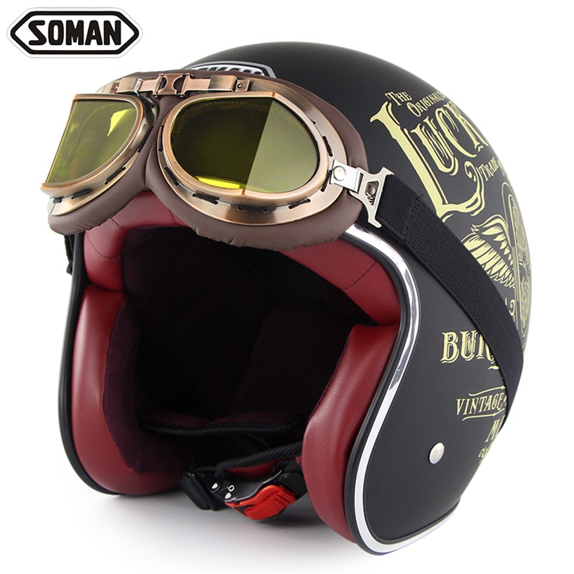 Soman Retro Motorcycle Helmet with Goggles Vintage Scooter Helmet Motor Bike Riding Capacetes Motorbike Casque Moto Casco DOT Approval SM512
Soman Retro Motorcycle Helmet with Goggles Vintage Scooter Helmet Motor Bike Riding Capacetes Motorbike Casque Moto Casco DOT Approval SM512