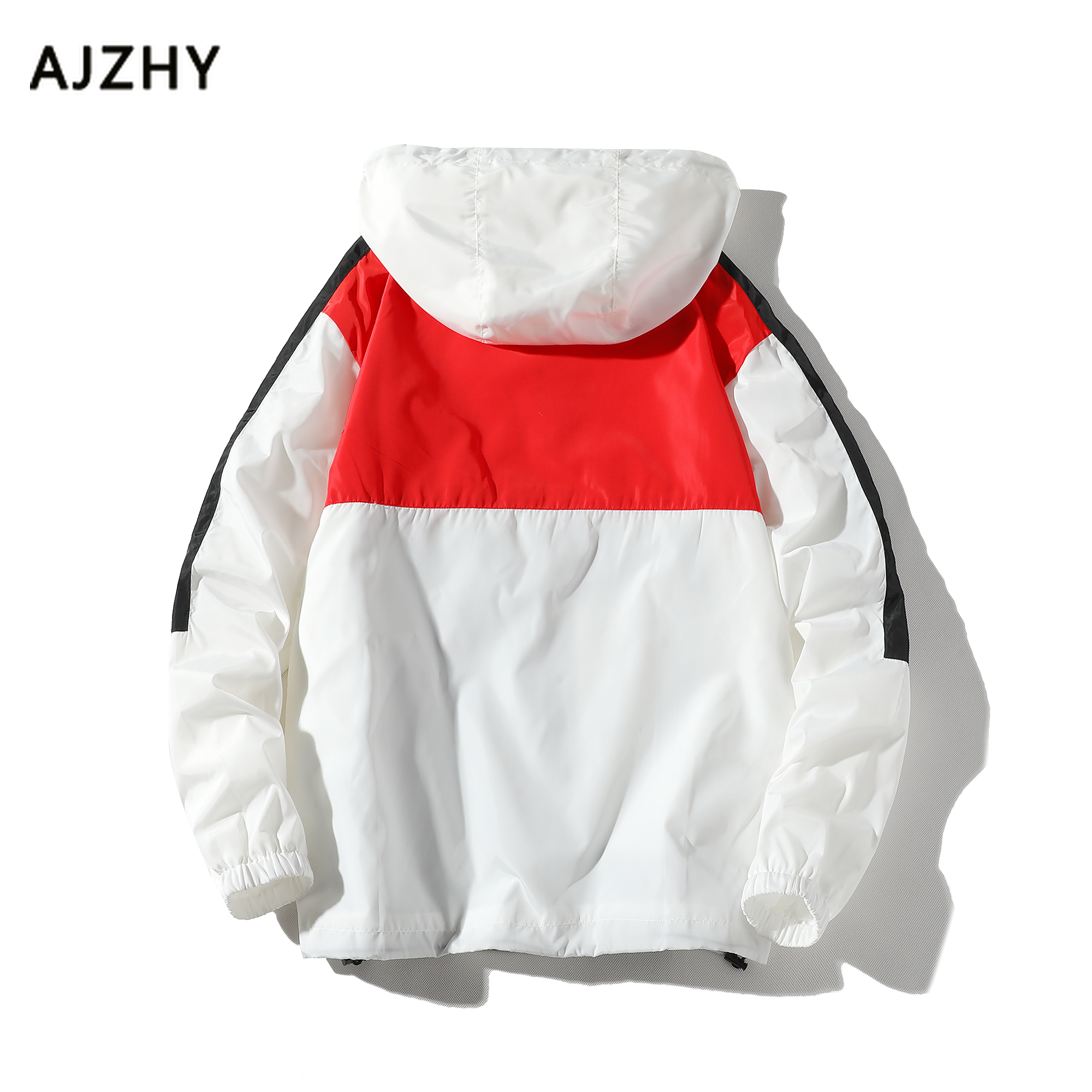 Hooded Jackets Men Windbreaker Color Block Patchwork 2019 Autumn Pullover Tracksuit Hip Hop Streetwear Zip Up Track Jacket Coat T190910
