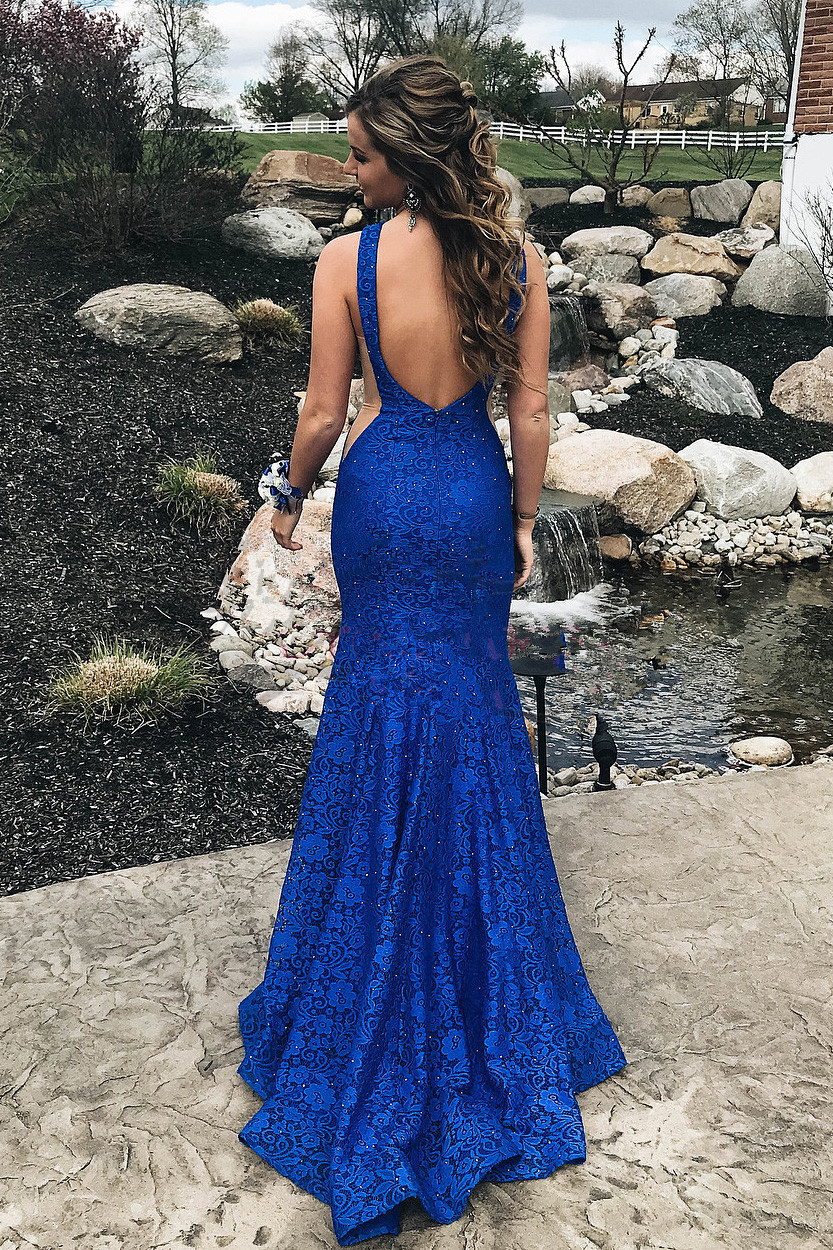 Royal Blue Lace Beads Mermaid Evening Dress Sexy Back Design Women Prom Gown robe de soiree, Champagne
Royal Blue Lace Beads Mermaid Evening Dress Sexy Back Design Women Prom Gown robe de soiree, Champagne