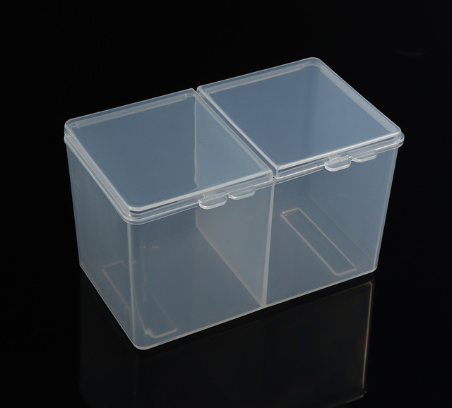 Nail Art 2 Colors Clear Compartments Holder Organizer Container Gel Polish Remover Cleaning Cotton Pad Swab Storage Box