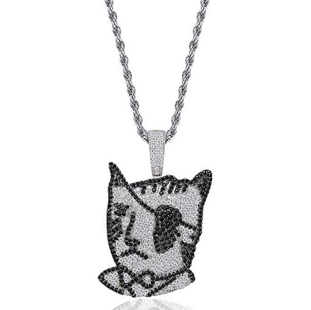Iced Out Pirate One-eyed Cat Cartoon Pendant Necklace Bling Micro Pave Cubic Zirconia Simulated Diamonds 24inch Rope Chain Hip Hop Jewelry
Iced Out Pirate One-eyed Cat Cartoon Pendant Necklace Bling Micro Pave Cubic Zirconia Simulated Diamonds 24inch Rope Chain Hip Hop Jewelry