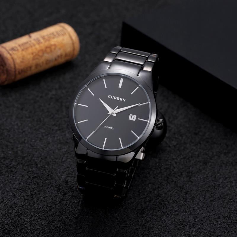 Curren 8106 Men 30m Waterproof Sports Casual Watches Mens Hour Date Month Stainless Steel Quartz Watches Relogio Feminino Black Y19051403
