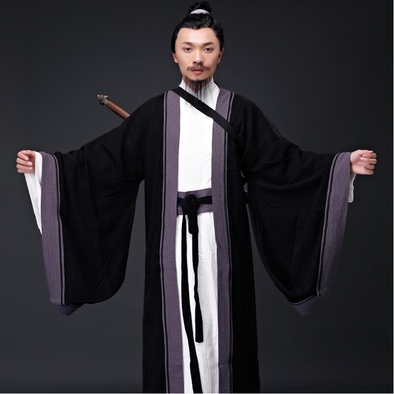 Hanfu Clothes Man Cotton Linen Taoist priest Outfit Mahdao Monastery Theatre Group Performing Costume Ancient China hanfu Clothing Men