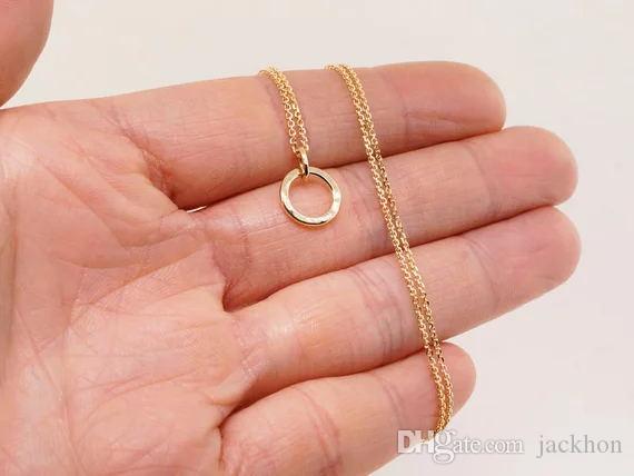 10PCS Simple Thick Hoop Circle Necklace Outline Eternity Karma Open Circle Necklace Hammered Geometric Circle Round Necklaces