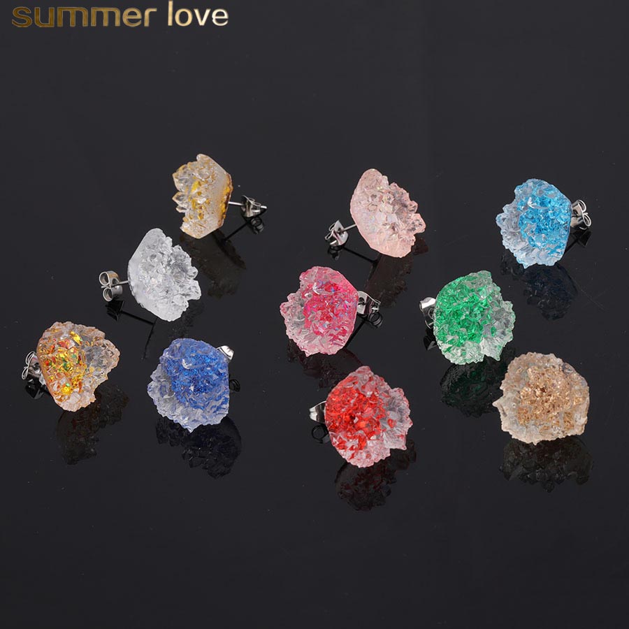 Irregular Resin Stone Stud Earrings Crystal Cluster Flower Earring For Women Colorful Crystal Quartz Rock Earring Druzy Gem Gold Ear
Irregular Resin Stone Stud Earrings Crystal Cluster Flower Earring For Women Colorful Crystal Quartz Rock Earring Druzy Gem Gold Ear