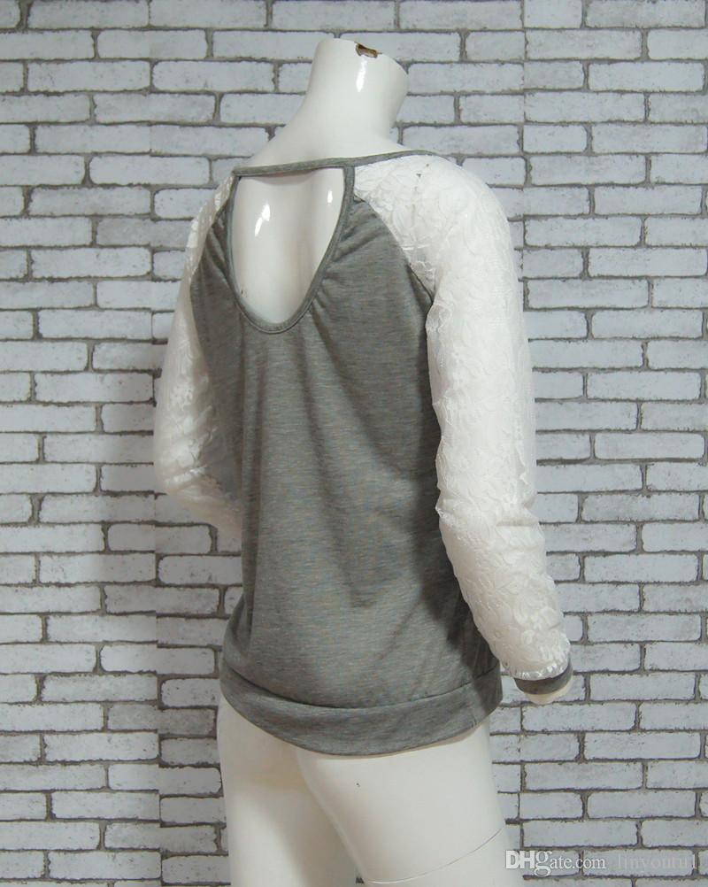 2020 Spring Women Backless Long Sleeve Harajuku Blouses Shirts Lace Crochet Ladies Tops women clothes top