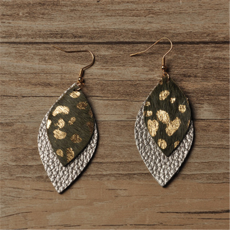 Hot Sale PU Leather Earrings Fashion Leaf Earrings Jewelry Women Accessories Gifts Water Drop Statement Earrings Leopard Eardrop