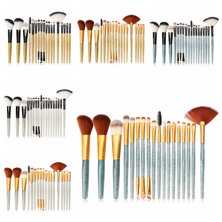 Shiny Makeup Brush Set Professional Glitter Powder Eyeliner Eyelash Lip Foundation Brushes Set Make Up Tool Kit 18Pcs/set Juego De Brochas De Maquilla