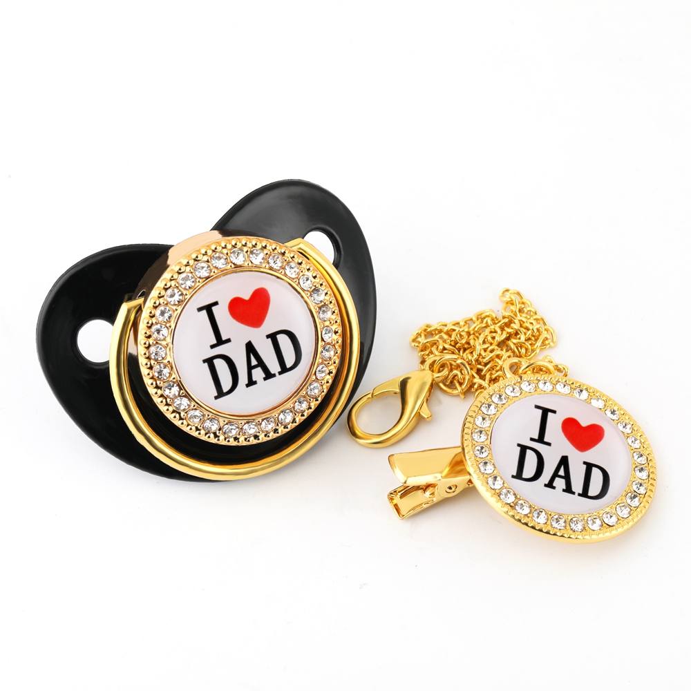 Luxury Diamond Crystals Black Baby Pacifier Rhinestones Bling Bling Pacifier Chain Clip I love Mum Dad Dummy Soother Holder
Luxury Diamond Crystals Black Baby Pacifier Rhinestones Bling Bling Pacifier Chain Clip I love Mum Dad Dummy Soother Holder