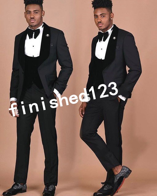 Classic Style One Button Black Wedding Groom Tuxedos Shawl Lapel Groomsmen Men Suits Prom Blazer (Jacket+Pants+Vest+Tie) NO:1920