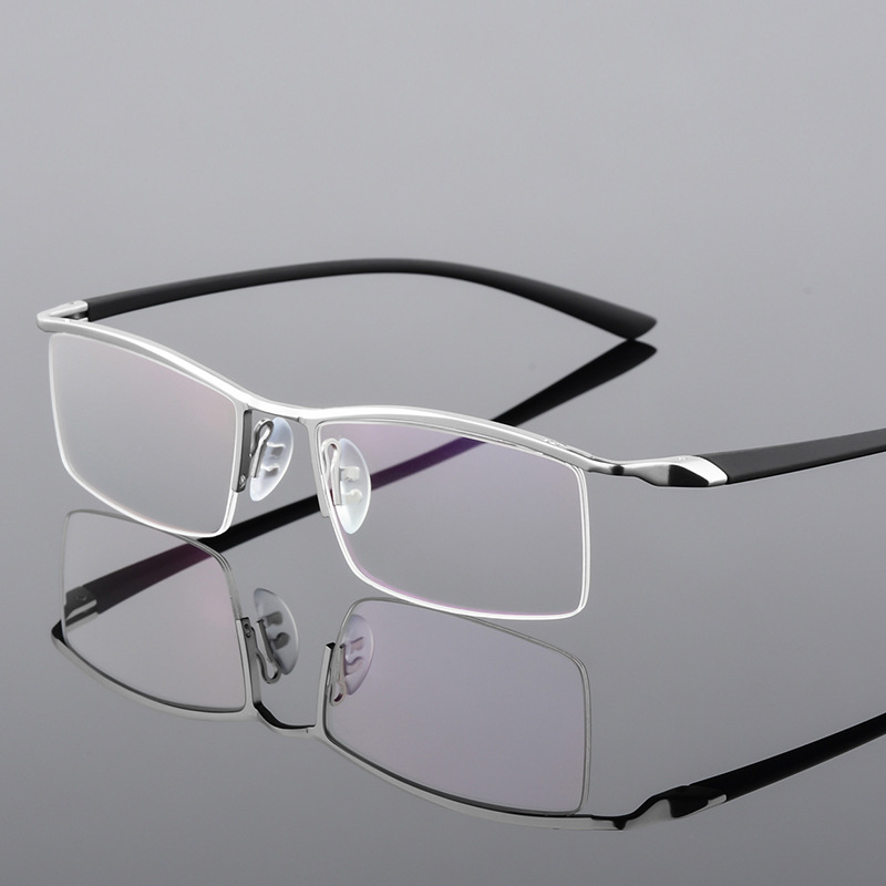 Wholesale-Browline Half Rim Metal Glasses Frame for Men Eyeglasses Fashion CoolEyewear Man Spectacles Prescription Frame P8190
