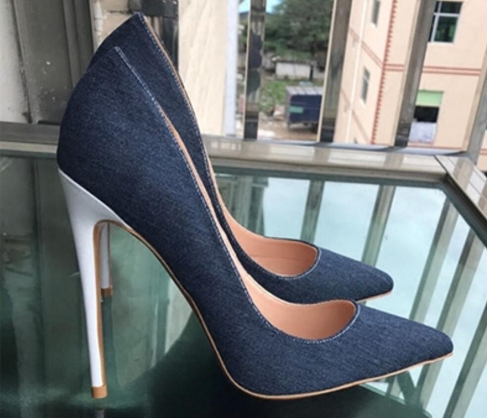 New type jeans Splicing white Fine heels women's high heel shoes Cusp Shallow mouth Single shoes 2019 8cm 12cm 10cm large size 44 nightclub, Black
New type jeans Splicing white Fine heels women's high heel shoes Cusp Shallow mouth Single shoes 2019 8cm 12cm 10cm large size 44 nightclub, Black