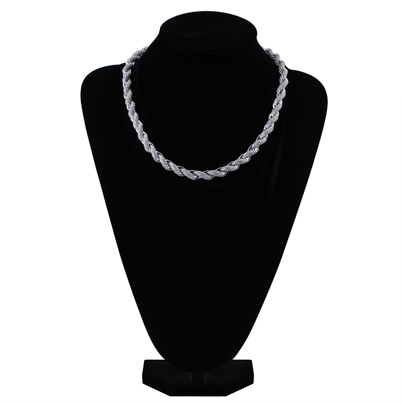 Mens Rope Chains Necklace Gold Silver Color Iced Out Micro Setting Moissanite Diamond Twisted Chains for Men Hip Hop Jewelry