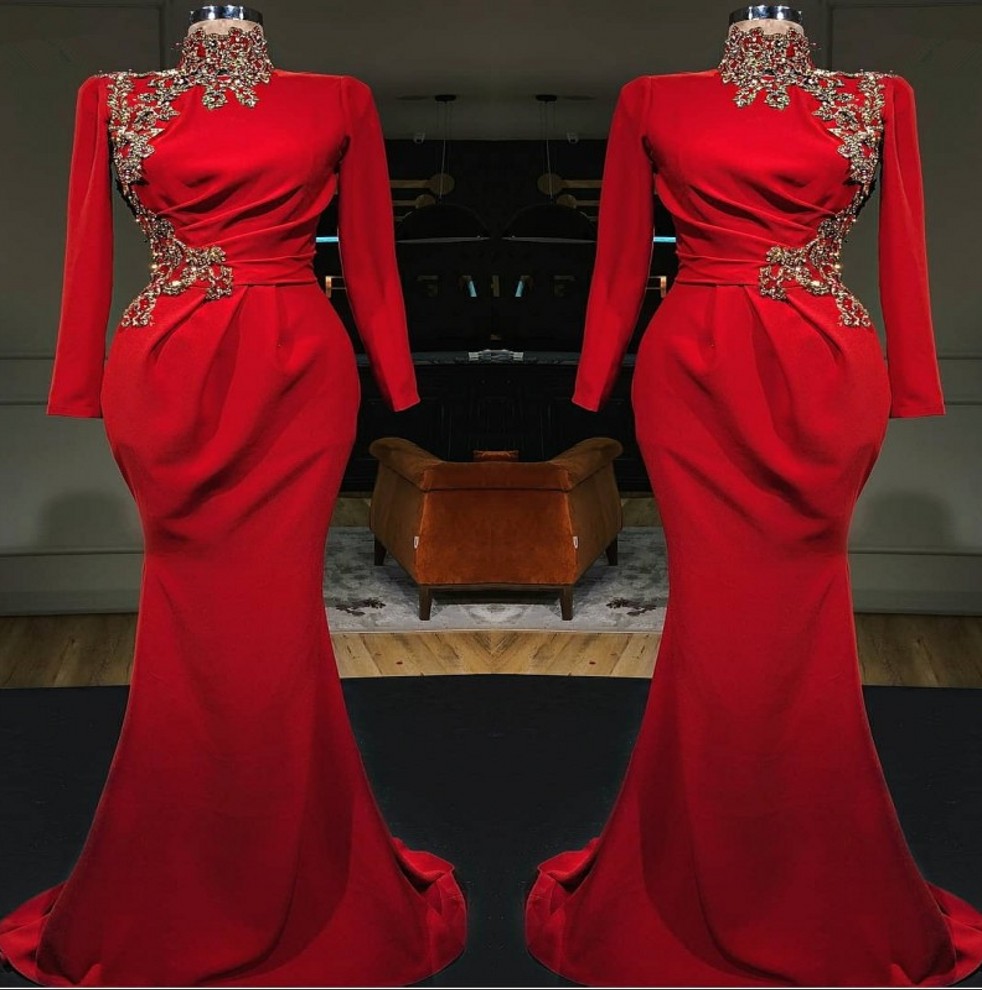 Red Arabic High Neck Mermaid Long Evening Dresses 2019 Long Sleeves Satin Ruched Lace Applique Formal Party Muslim Prom Dresses, White
Red Arabic High Neck Mermaid Long Evening Dresses 2019 Long Sleeves Satin Ruched Lace Applique Formal Party Muslim Prom Dresses, White