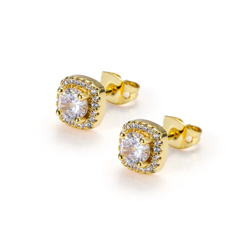 Mens Hip Hop Stud Earrings Jewelry High Quality Fashion Round Gold Silver Black Diamond Earring
