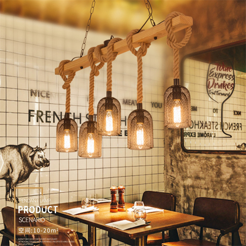 Retro Creative Hemp Rope Industrial Pendant Lamp 3/5 Heads Wood Lantern American Country Style Nostalgia Light Twine Chandelier
Retro Creative Hemp Rope Industrial Pendant Lamp 3/5 Heads Wood Lantern American Country Style Nostalgia Light Twine Chandelier