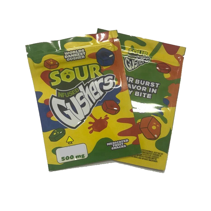 2020 newest Sour Gushers Exotic Mylar Foil Bag Dank Infused smell proof bags 500mg exotic packaging bags cookies california resealable bags
2020 newest Sour Gushers Exotic Mylar Foil Bag Dank Infused smell proof bags 500mg exotic packaging bags cookies california resealable bags