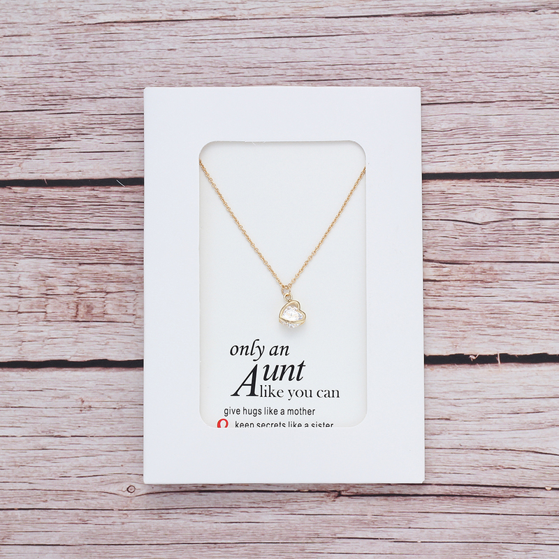 Wholesale- From Aunt Love Heart Crystal Necklace for Women Jewelry Friendship Aunt Gifts with Card Adjustable Chian CN70