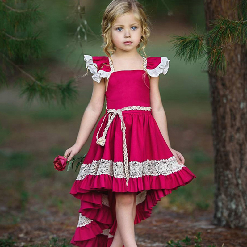 Girls Dress New Summer Casual Style Sweet Short Sleeve Floral Print Square Collar Design for Girls Clothes