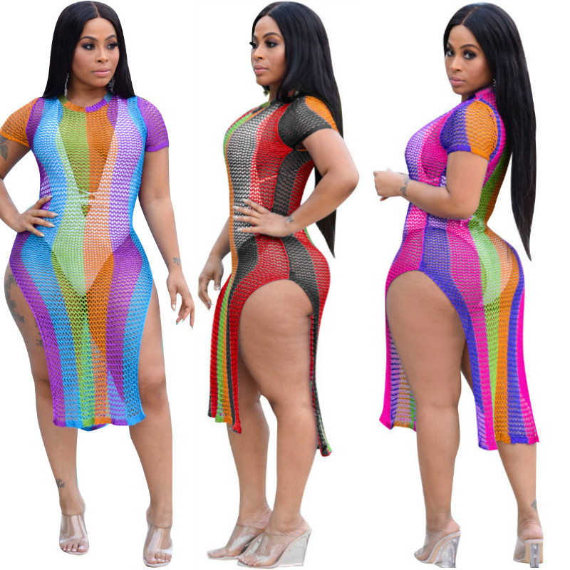 2019 Summer Women New Beach Gauze Grid Hollow Out Mesh Fishnet Sexy Dress Women Bandage Short Fishnet Dress Split bodycon party club dresses, Rose red
2019 Summer Women New Beach Gauze Grid Hollow Out Mesh Fishnet Sexy Dress Women Bandage Short Fishnet Dress Split bodycon party club dresses, Rose red