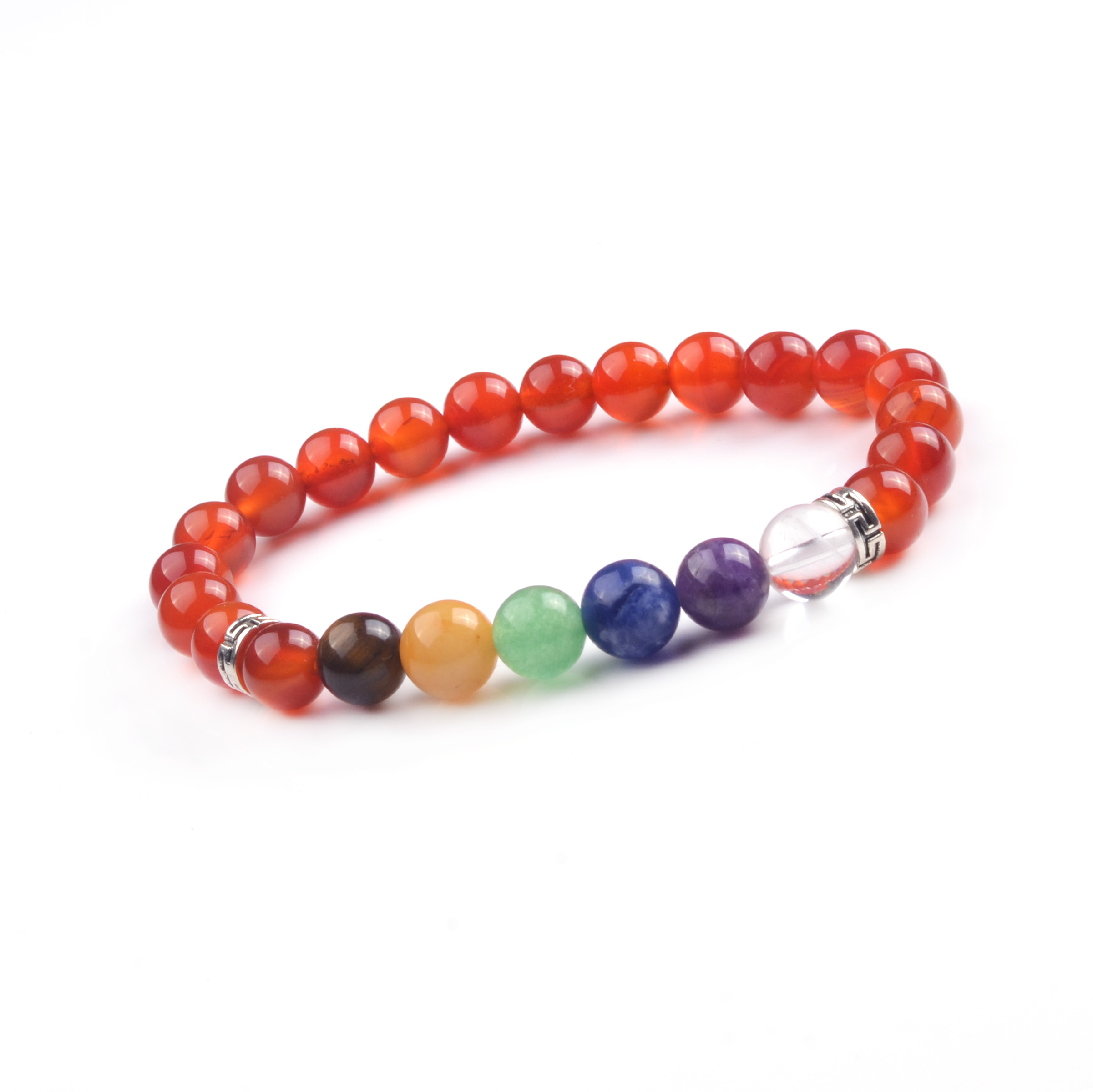 Seven Chakra Bead Bracelets - 8mm Natural Lava Stone Bead Bracelet, Men's Stress Relief Yoga Beads Aromatherapy Essential Oil Disperser Brac
