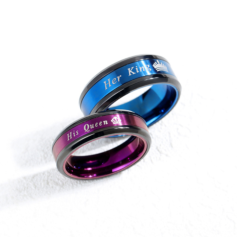 Wholesale- and His Queen Couple Rings Fashion stainless steel Crown Blue Purple finger Rings For women Men Jewelry Valentine's Day Gift
Wholesale- and His Queen Couple Rings Fashion stainless steel Crown Blue Purple finger Rings For women Men Jewelry Valentine's Day Gift
