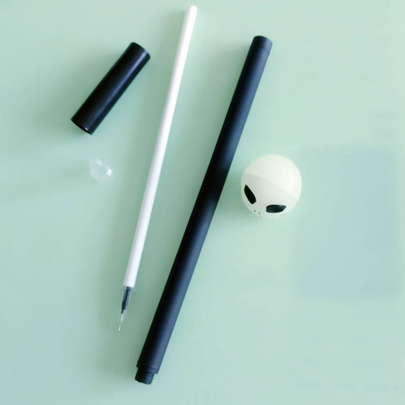 2 pcs/lot Creative Boys Luminous Skull Gel Pens Novelty Black & White Neutral Pens for Writing School Supply Korean Stationery
