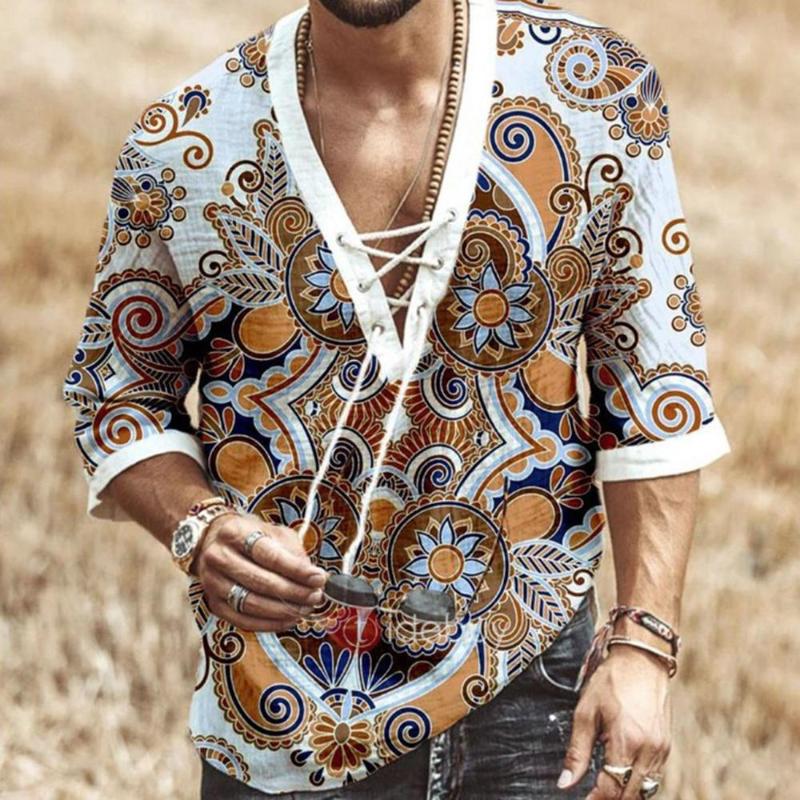 Men' Vintage Printed Tethered Neckline Half Sleeve Top Stylish Blouse Top, Multicolor
Men' Vintage Printed Tethered Neckline Half Sleeve Top Stylish Blouse Top, Multicolor
