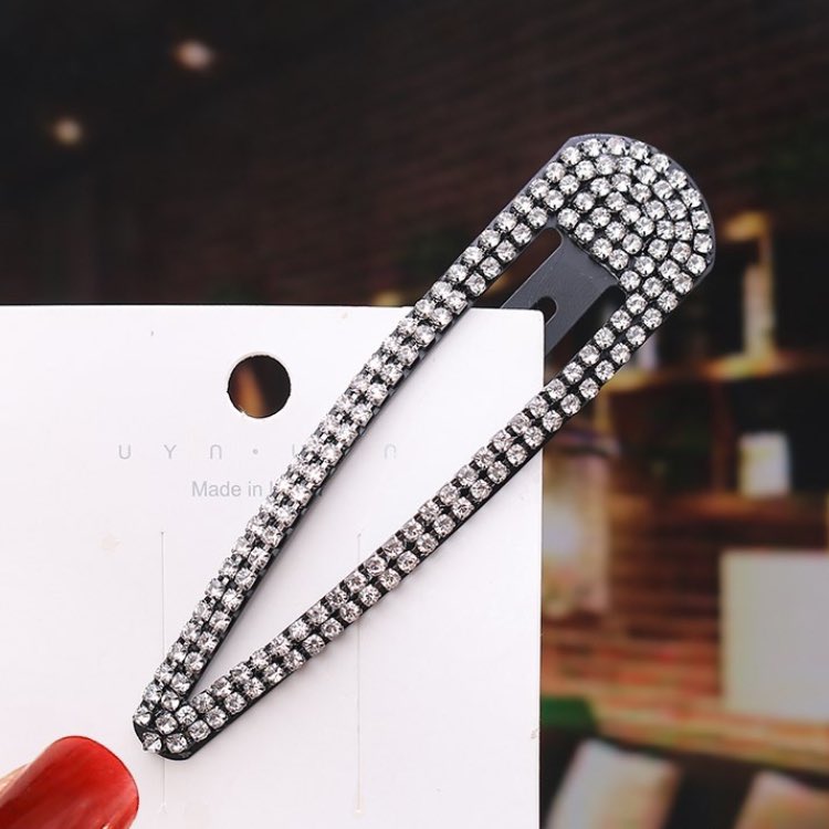 Fashion Metal Water Drop Hair Clips Golden Rhinestone BB Clip Simple Geometry Bang Hairpin 3 Colors