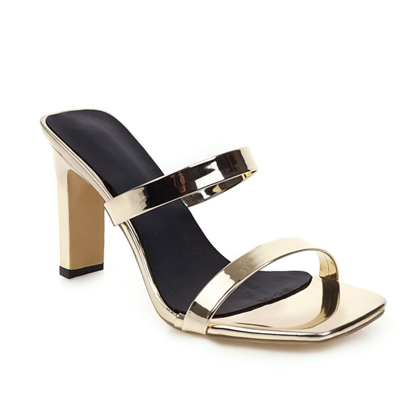 Hot Sales Outdoor High Heels Open Toe Bright Patent Leather Gold Slip-on Summer Slide Slipper Sandals Women's Shoes, White
Hot Sales Outdoor High Heels Open Toe Bright Patent Leather Gold Slip-on Summer Slide Slipper Sandals Women's Shoes, White