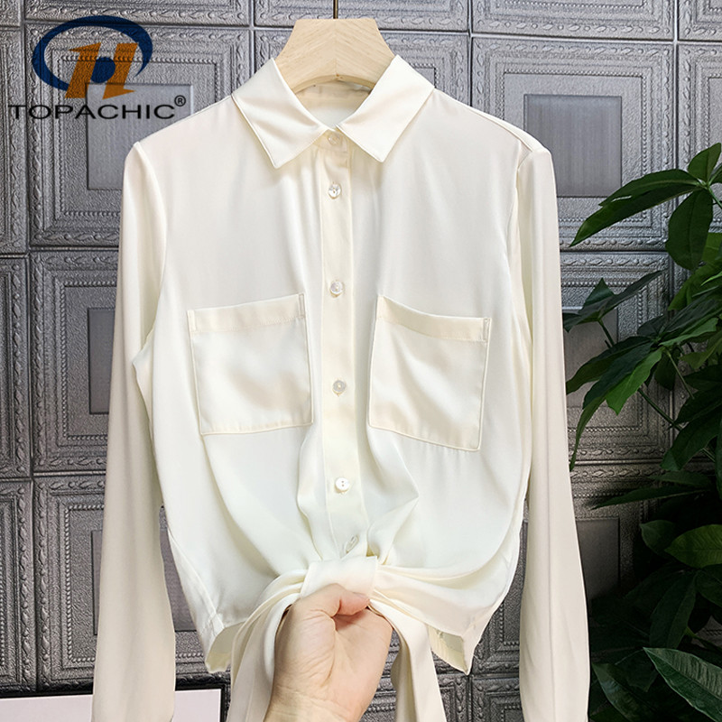 5.3 High Quality 2020 Summer New Women Turn-down collar Long sleeve Single Breasted Double Pocket Design Temperament Silk Blouse, Beige
5.3 High Quality 2020 Summer New Women Turn-down collar Long sleeve Single Breasted Double Pocket Design Temperament Silk Blouse, Beige