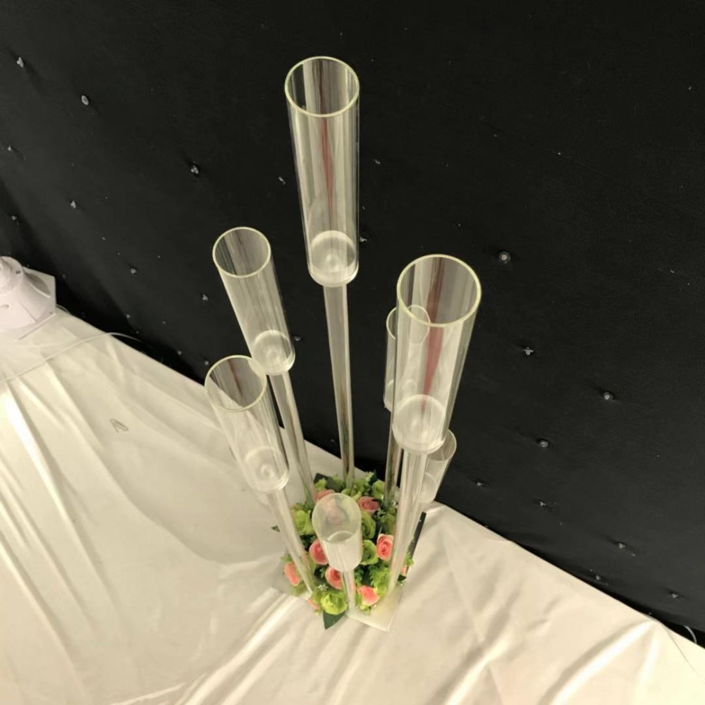 Acrylic 8 Arms Candelabra Heads Wedding Table Centerpiece Flower Stand Holders Candelabrum Party Family Gathering Home Decoration XJ260305