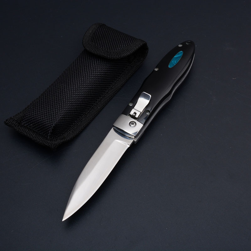 2Pcs/Lot AUTO Tactical knife 440C 58HRC Mirror Polish Single Edge Drop Point Blade EDC Pocket knife Gift knives With Nylon bag
2Pcs/Lot AUTO Tactical knife 440C 58HRC Mirror Polish Single Edge Drop Point Blade EDC Pocket knife Gift knives With Nylon bag