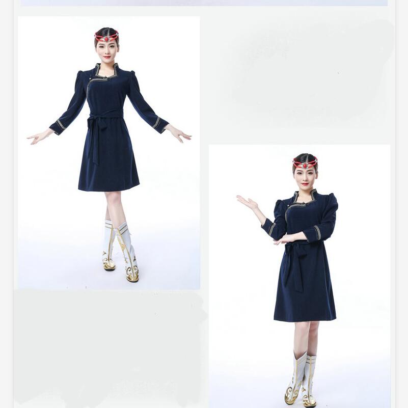 Mongolian Dance Clothing Woman Adult long sleeve dress Mongolia Show Classical oriental costume Ethnic festival stage Performance wear