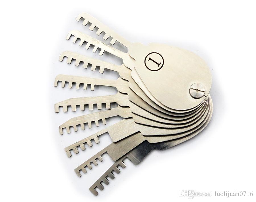 9pcs Folding Comb Lock Picks Tool Stainless Steel Lock Pick Set Double Sided Lock Opener Locksmith Tools 
9pcs Folding Comb Lock Picks Tool Stainless Steel Lock Pick Set Double Sided Lock Opener Locksmith Tools