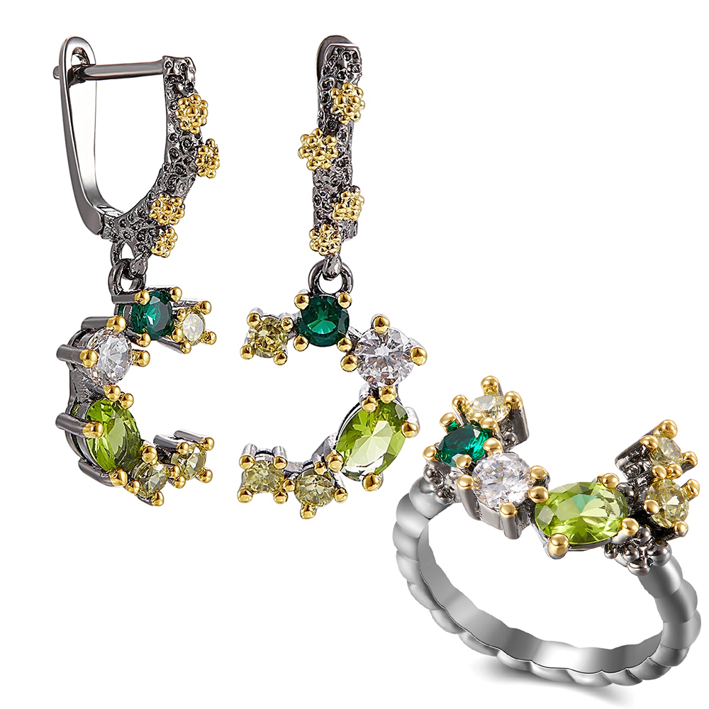Beautiful Earrings/Ring 2pc Set Branch Olivine Multi Stone Jewelry Sets Color Crystal Pretty Jewellery for Women Statement, Olive green
Beautiful Earrings/Ring 2pc Set Branch Olivine Multi Stone Jewelry Sets Color Crystal Pretty Jewellery for Women Statement, Olive green