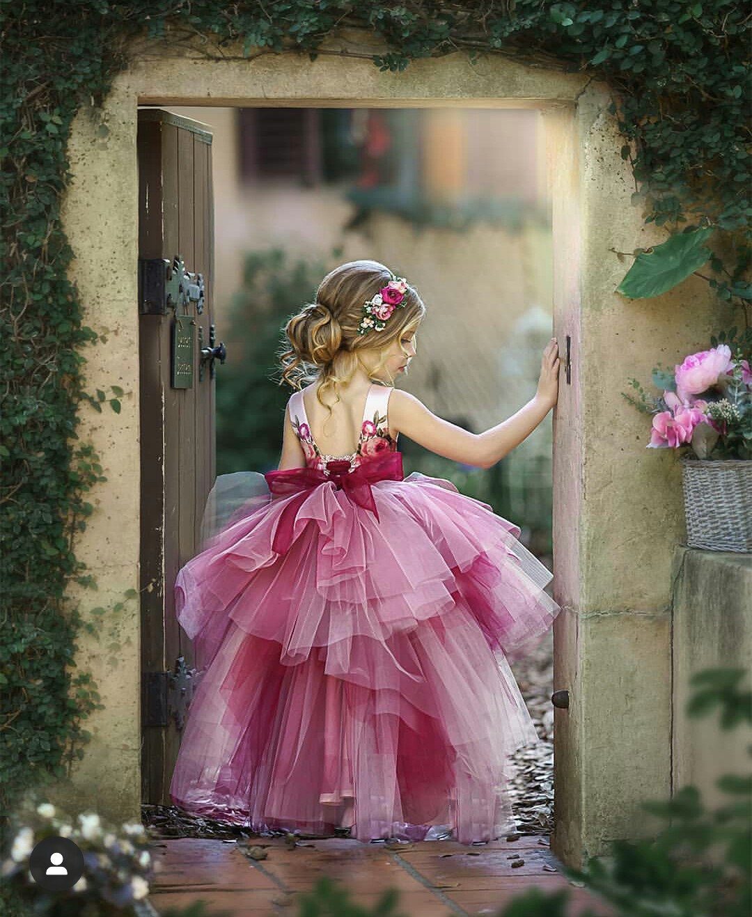 pink flower girl dress jewel sleeveless appliqued tiered tulle girl pageant gown bow backless custom made hot sell birthday gowns cheap