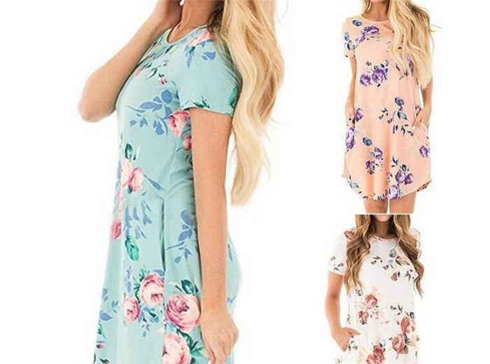 100pcs Womens Floral Dresses Summer Short Sleeve Pocket Mini Dress Ladies Beach Evening Party Sundress M513, As picture show
100pcs Womens Floral Dresses Summer Short Sleeve Pocket Mini Dress Ladies Beach Evening Party Sundress M513, As picture show