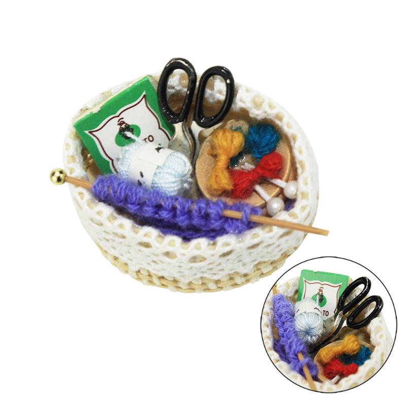 

best selling home decoration accessories 1:12 /1:6 Dollhouse Miniature Scene Model Knitting tools Pretend Play Toy dropshipping
