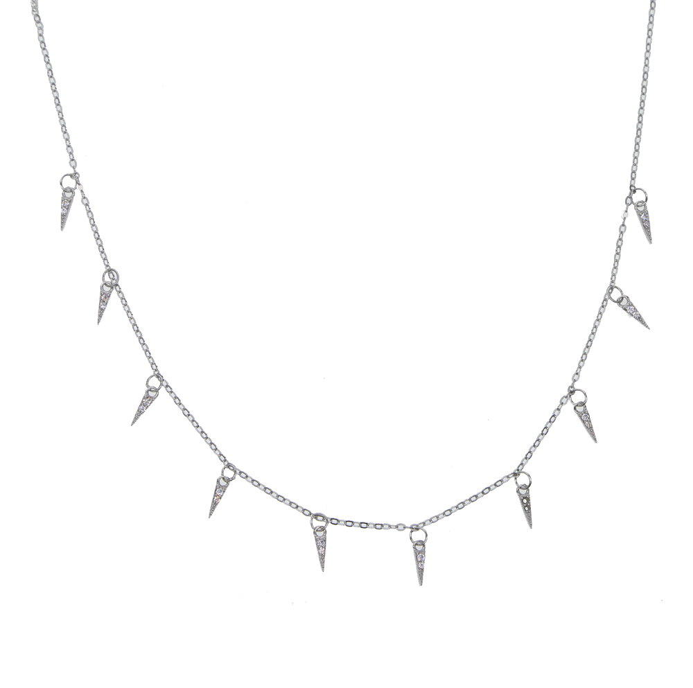 Wholesale-cz spike charm necklace statement necklaces 925 sterling silver fine jewelry european fashion women jewelry