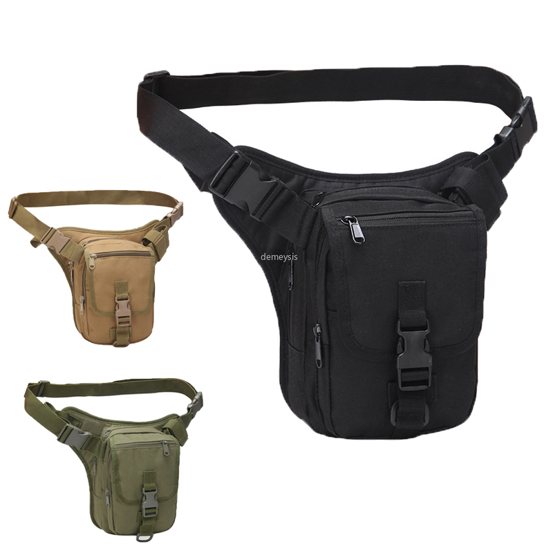Outdoor Waist Leg Bags Durable Tactical Combat Waist Bag Paintball Drop Leg Bag Pouch, Black