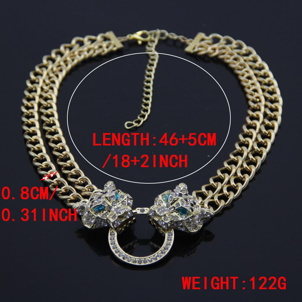 New Fashion personalized Hip Hop Bling Leopard Head Womens Gold Cuban Link Choker Necklace Rapper Jewelry Christmas Gifts for Women Guys