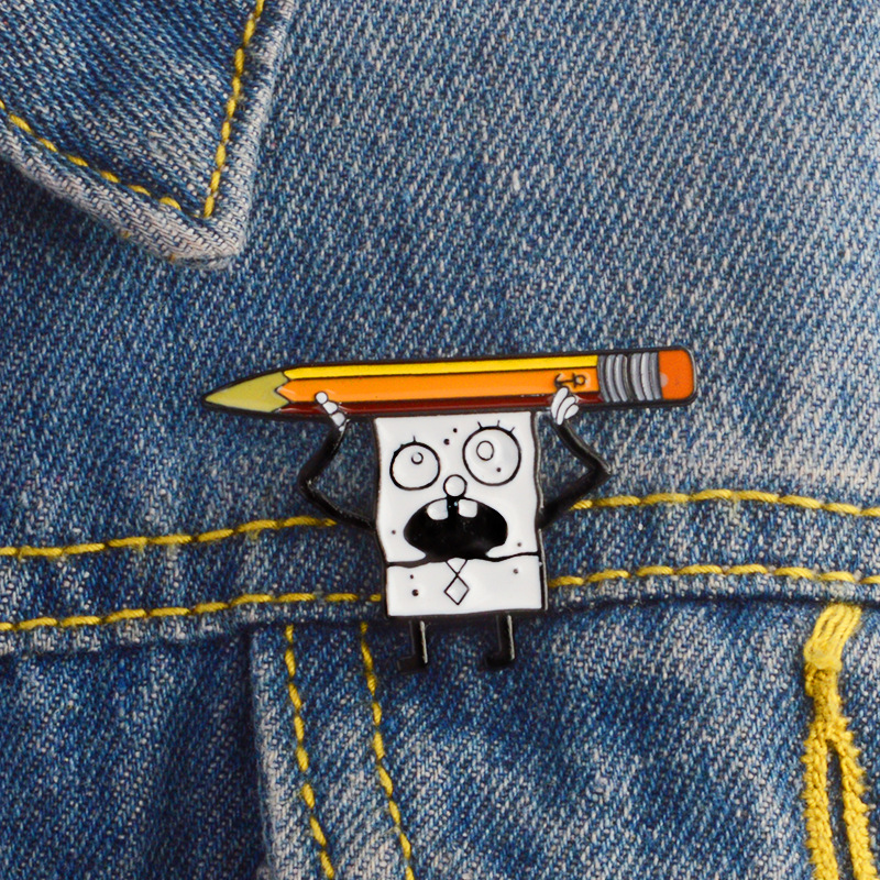 Funny Sponge pencil enamel pin Cartoon Brooch Badge Denim Jeans Lapel brooches pins Clothes cap bag Creative gift for kids girls
Funny Sponge pencil enamel pin Cartoon Brooch Badge Denim Jeans Lapel brooches pins Clothes cap bag Creative gift for kids girls